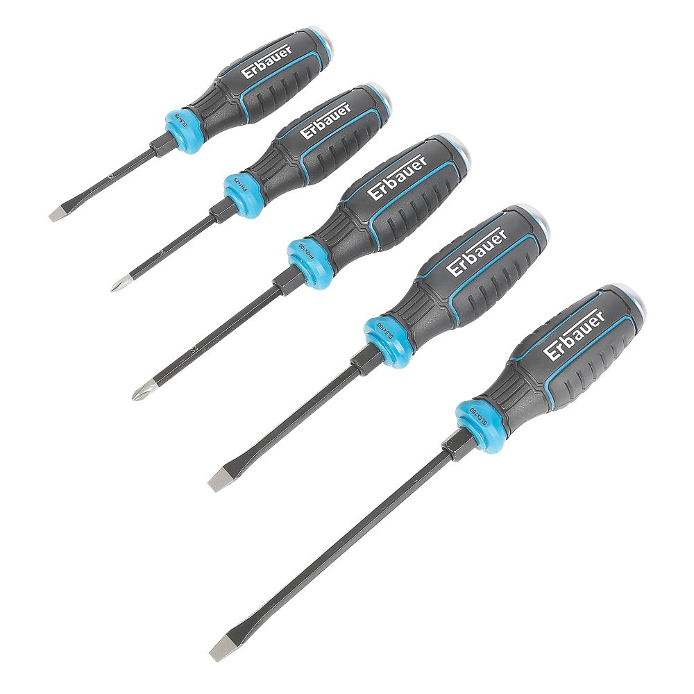 Image of Erbauer Go-Through Mixed Chisel Screwdriver Set 5 Pieces 