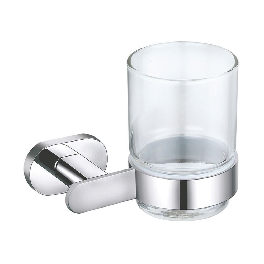 Image of Aqualux Sandown Tumbler Holder with Glass Chrome 