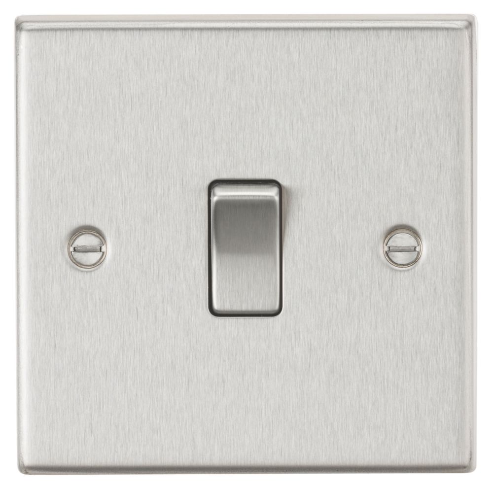 Image of Knightsbridge 10AX 1-Gang 2-Way Light Switch Brushed Chrome 