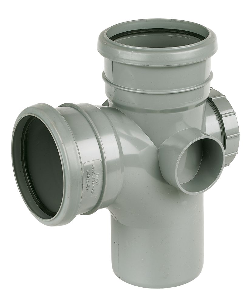Image of FloPlast Push-Fit 2-Boss 92.5Â° Double Socket Access Branch Grey 110mm 