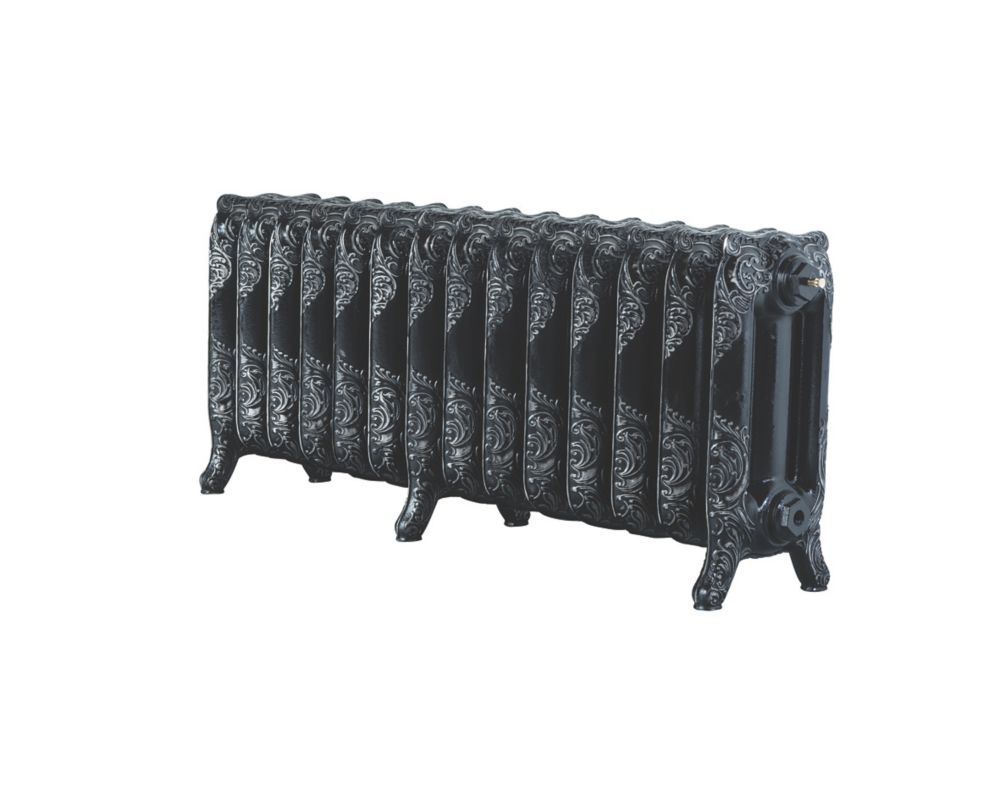 Image of Arroll Montmartre 3-Column Cast Iron Radiator 470mm x 1154mm Black / Silver 4299BTU 