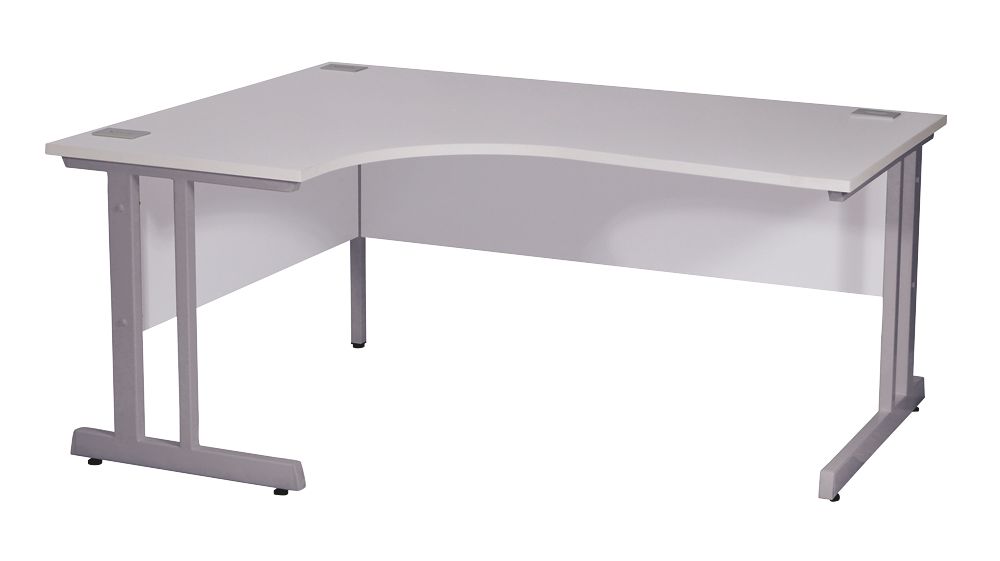 Image of Nautilus Designs Aspire Left-Hand Corner Ergonomic Desk White /Silver 1800mm x 730mm 