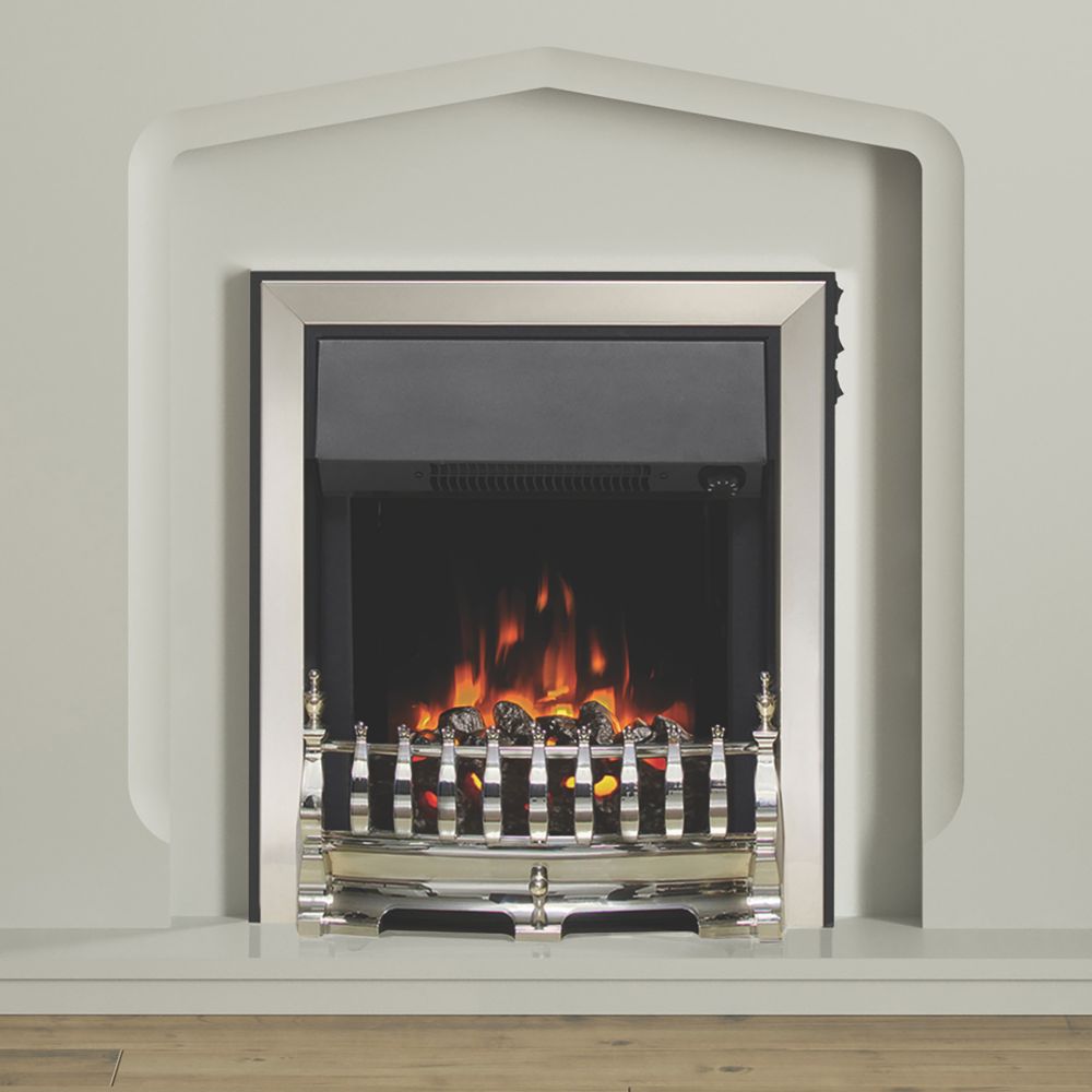 Image of Be Modern Fazer Chrome Switch Control Easy to Install Electric Inset Fire 525mm x 165mm x 590mm 