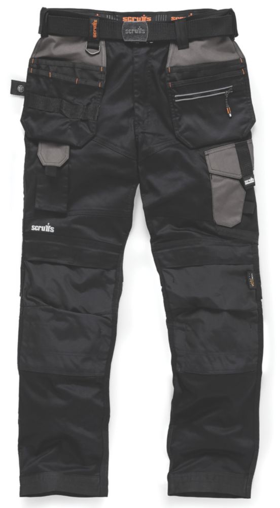 Image of Scruffs Pro Flex Holster Work Trousers Black 32" W 30" L 