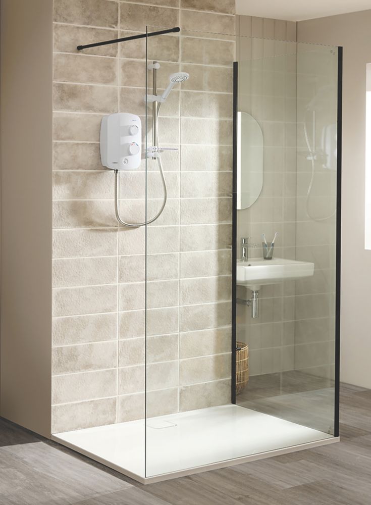 Image of Triton Neo Frameless Showerwall Black 1200mm x 2000mm 
