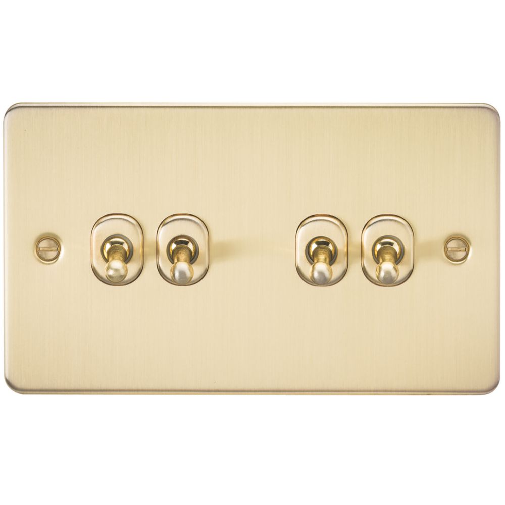 Image of Knightsbridge 10AX 4-Gang 2-Way Light Switch Brushed Brass 