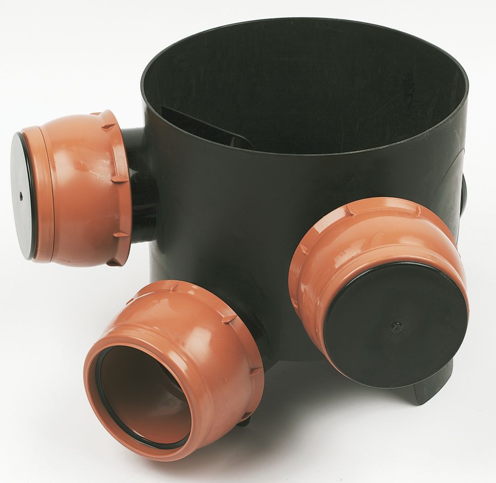 Image of FloPlast Push-Fit 3-Inlet Adjustable Mini Access Chamber Base 300mm 