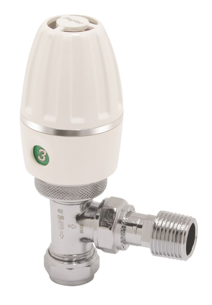 Image of Terrier Terrier 3 White Angled Thermostatic TRV 10mm x 1/2" 