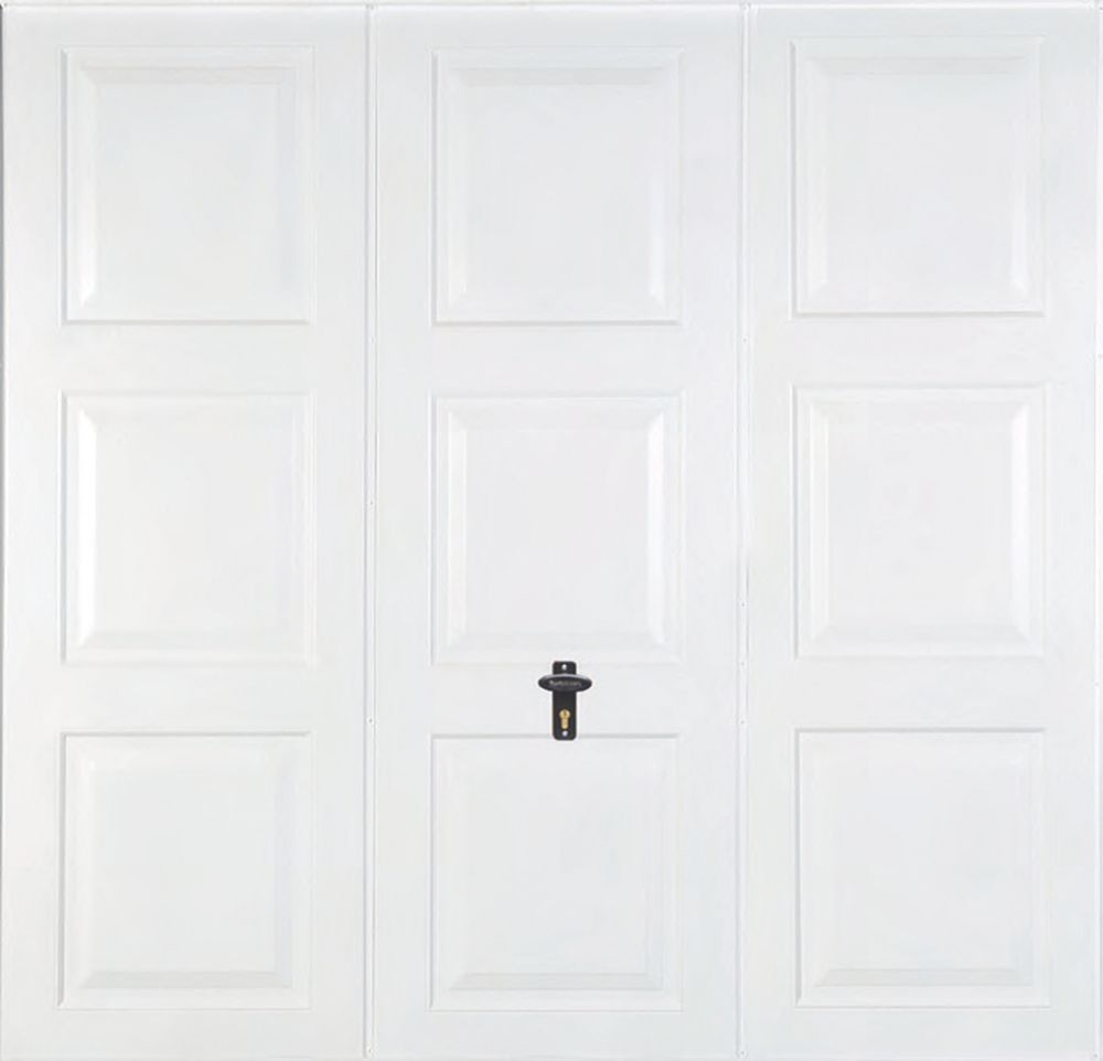 Image of Gliderol Georgian 7' 6" x 6' 6" Non-Insulated Frameless Steel Up & Over Garage Door White 