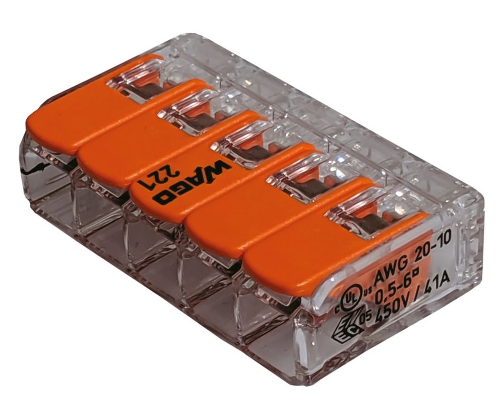Image of Wago 41A 5-Way Lever Connectors 15 Pack 