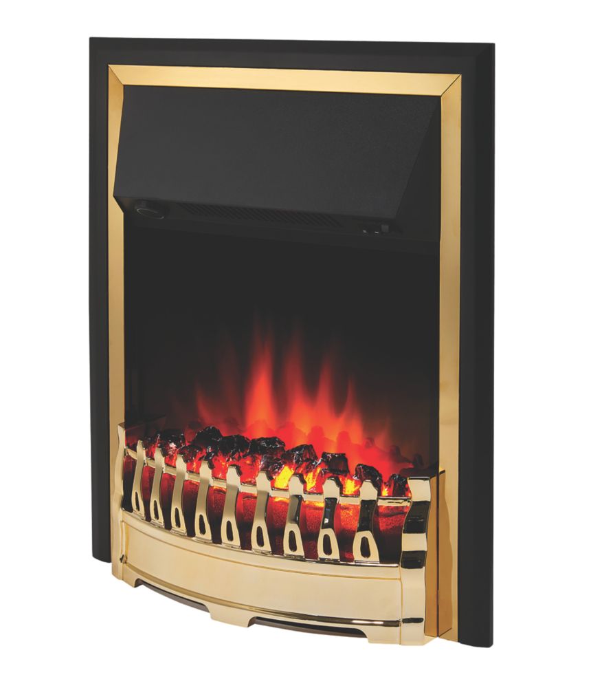 Image of Glen Crofton Brass Switch Control Plug-In Electric Inset Fire 510mm x 165mm x 605mm 