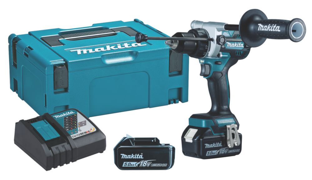 Image of Makita DHP486RTJ 18V 2 x 5.0Ah Lithium LXT Brushless Cordless Combi Drill 