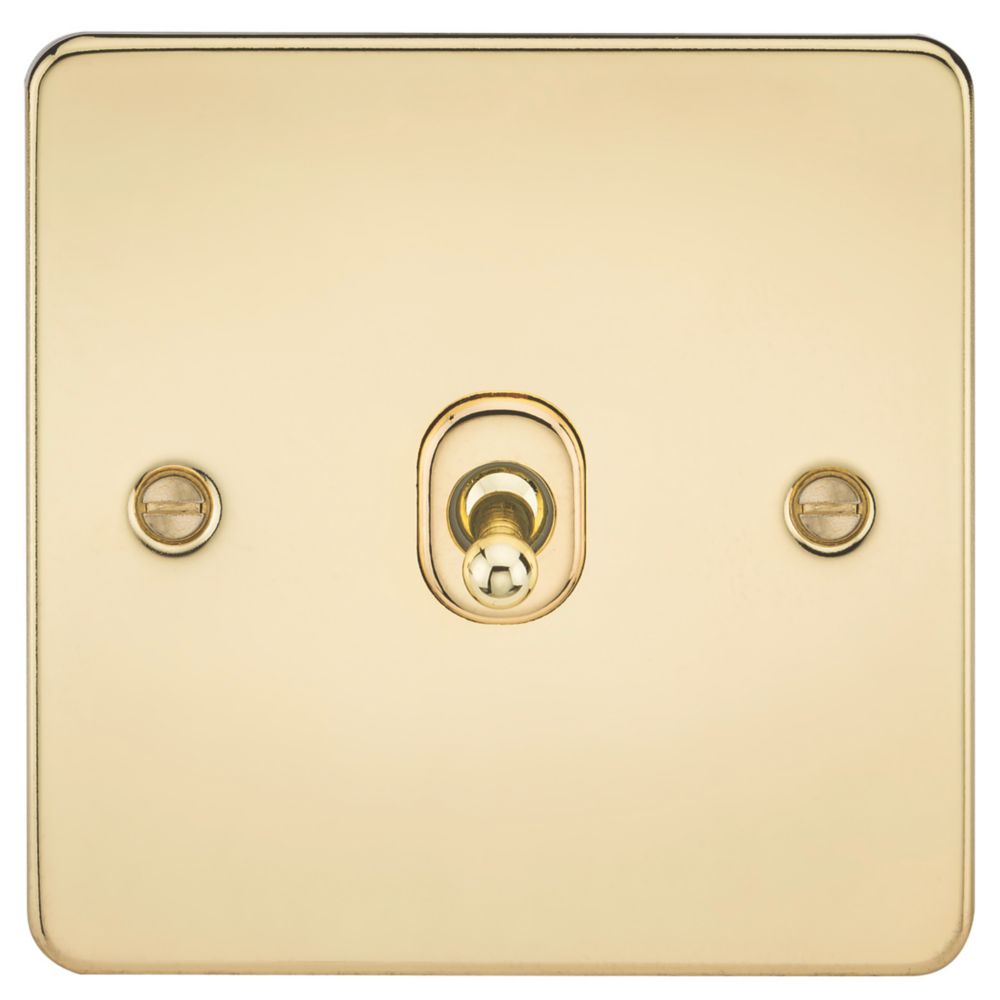 Image of Knightsbridge 10AX 1-Gang Intermediate Switch Polished Brass with Colour-Matched Inserts 
