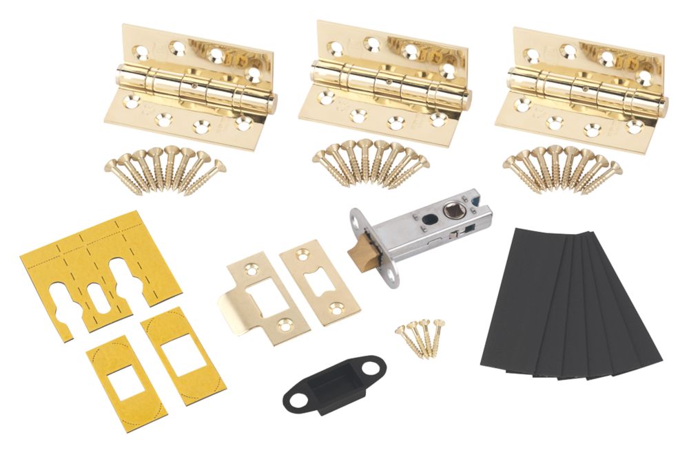 Image of Smith & Locke Fire Rated Fire Door Latch Pack Electro Brass 