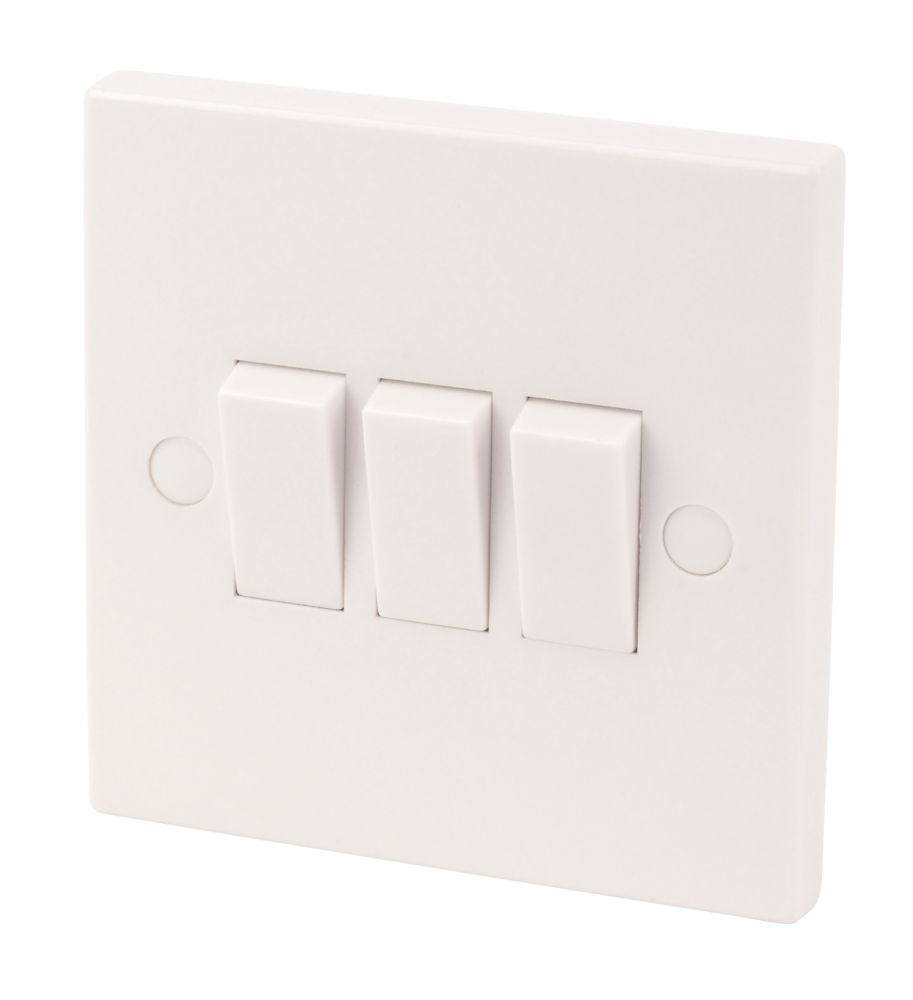 Image of 10AX 3-Gang 2-Way Light Switch White 