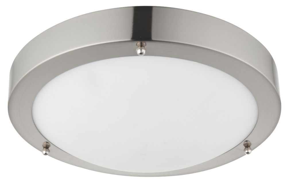 Image of Saxby Anchorage LED Bathroom Ceiling Light Satin Nickel 9W 650lm 