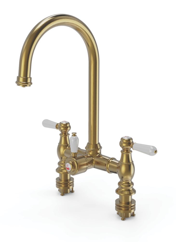 Image of ETAL Traditional Bridge 3-in-1 Hot Water Kitchen Tap Gold 
