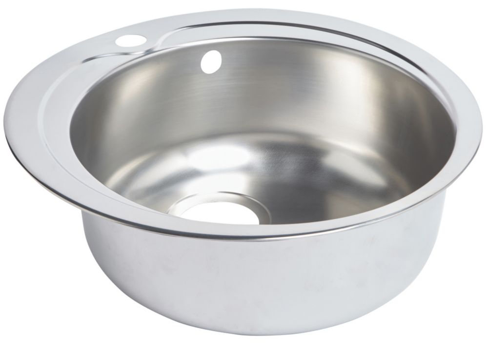 Image of 1 Bowl Stainless Steel Round Kitchen Sink 485mm x 485mm 