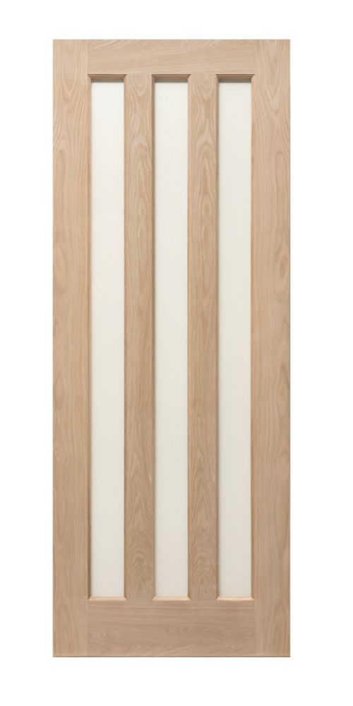 Image of Modern 3-Clear Light Unfinished Oak Wooden Traditional Internal Door 1981mm x 762mm 