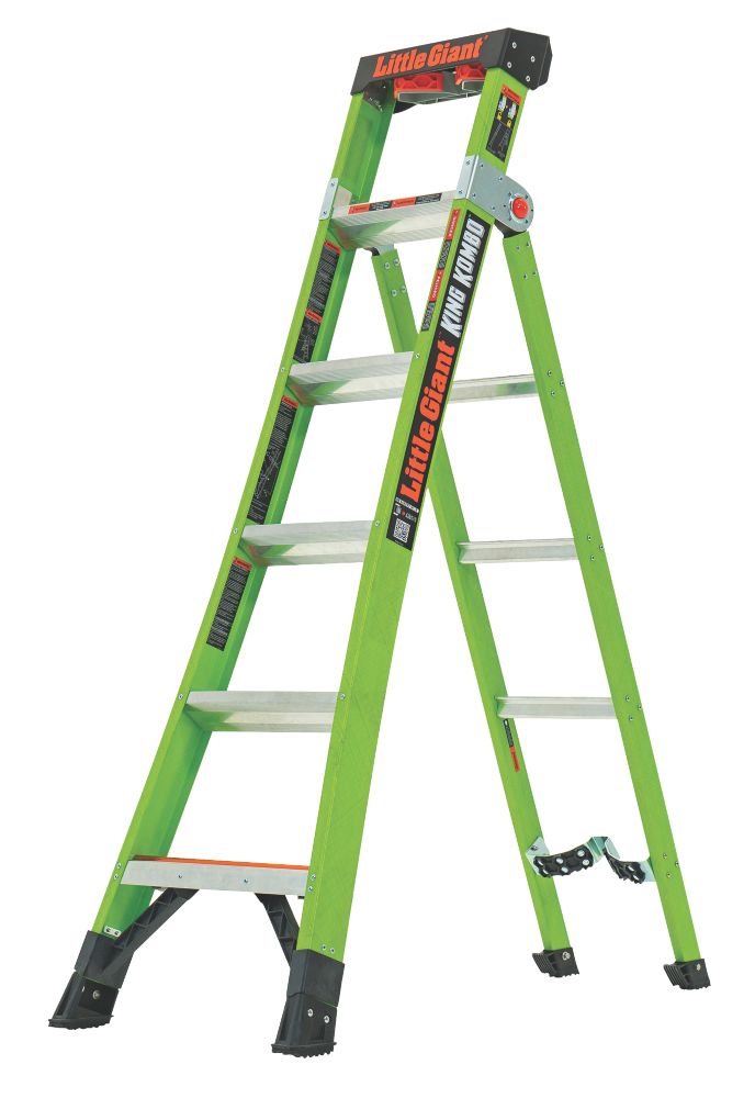 Image of Little Giant King Kombo 2-Section 3-Way Fibreglass & Aluminium 3-in-1 Extension Ladder 3m 