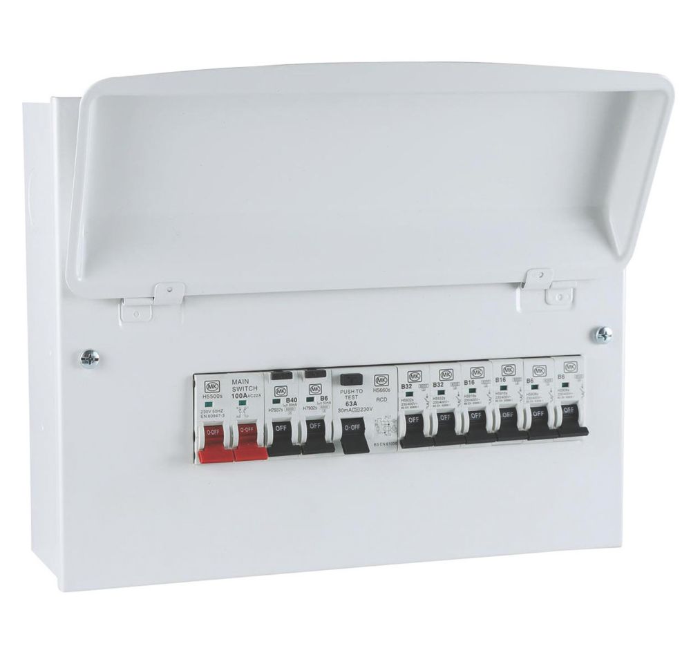 Image of MK Sentry 12-Module 8-Way Populated Main Switch Consumer Unit 