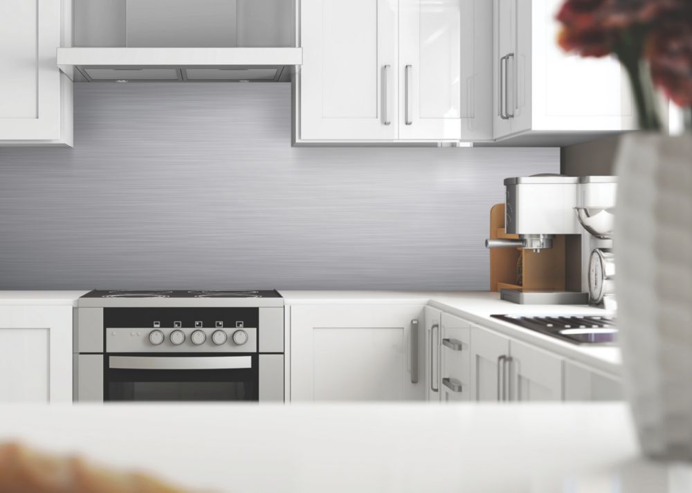 Image of Splashwall Silver Matt MDF Splashback 2440mm x 1220mm x 9mm 