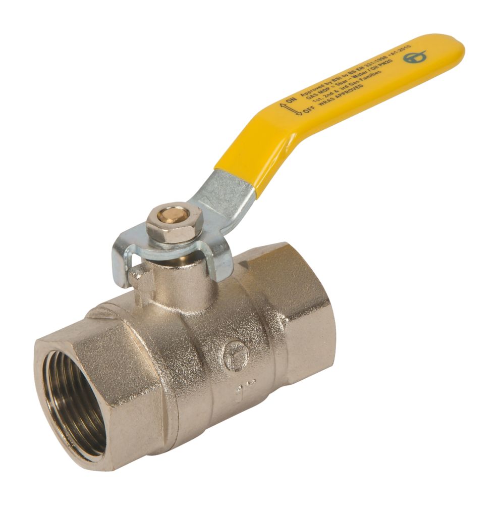Image of Tesla Lever Ball Valve Yellow 1" 