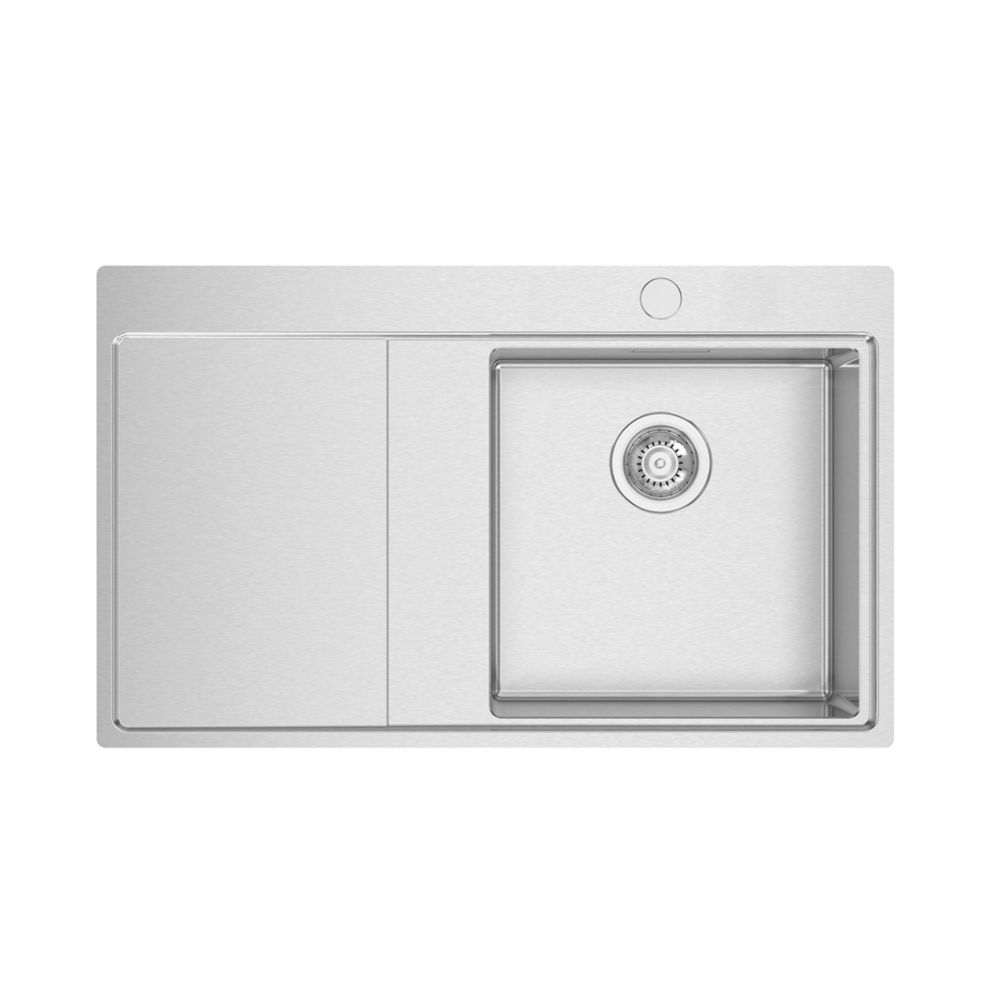 Image of Clearwater Xeron 1 Bowl Stainless Steel Kitchen Sink with LH Single Drainer Brushed Steel 860mm x 520mm 