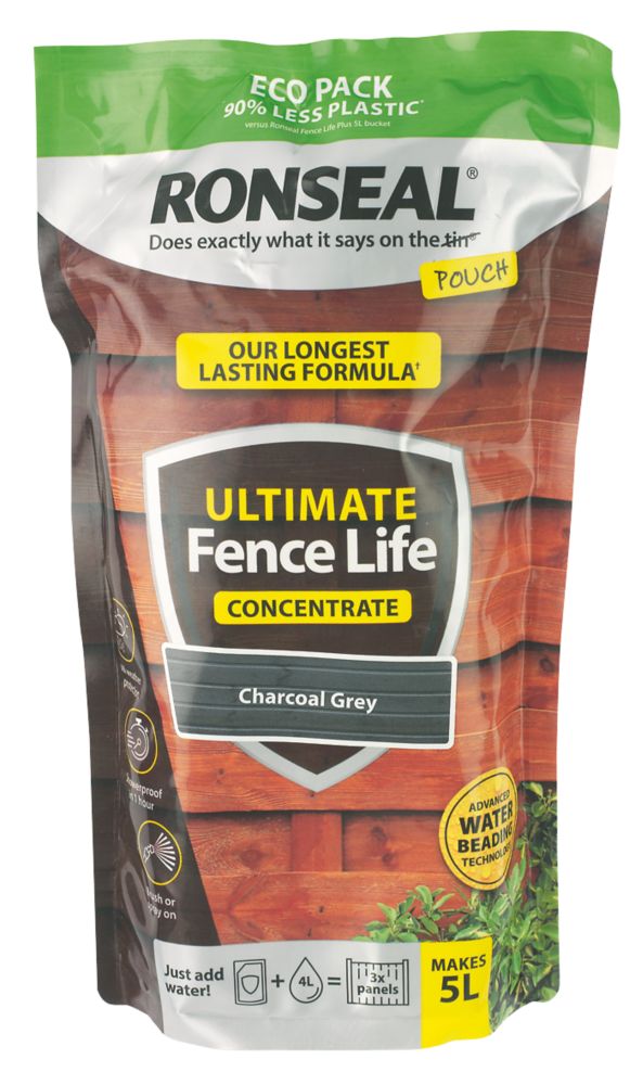 Image of Ronseal Ultimate Fence Life Concentrate Treatment Charcoal Grey 5L from 950ml 