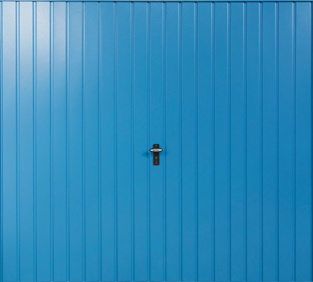 Image of Gliderol Vertical 7' x 7' Non-Insulated Framed Steel Up & Over Garage Door Light Blue 