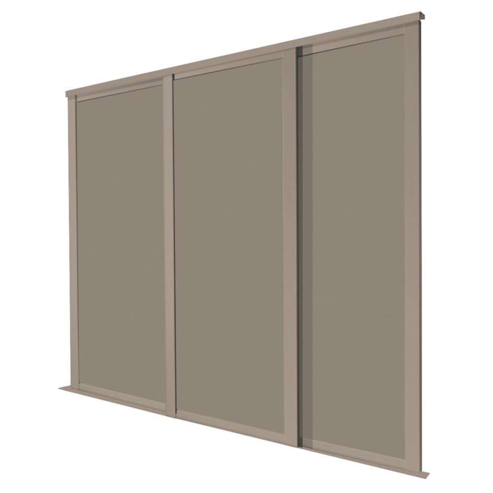 Image of Spacepro Shaker 3-Door Sliding Wardrobe Door Kit Stone Grey Frame Stone Grey Panel 2136mm x 2260mm 
