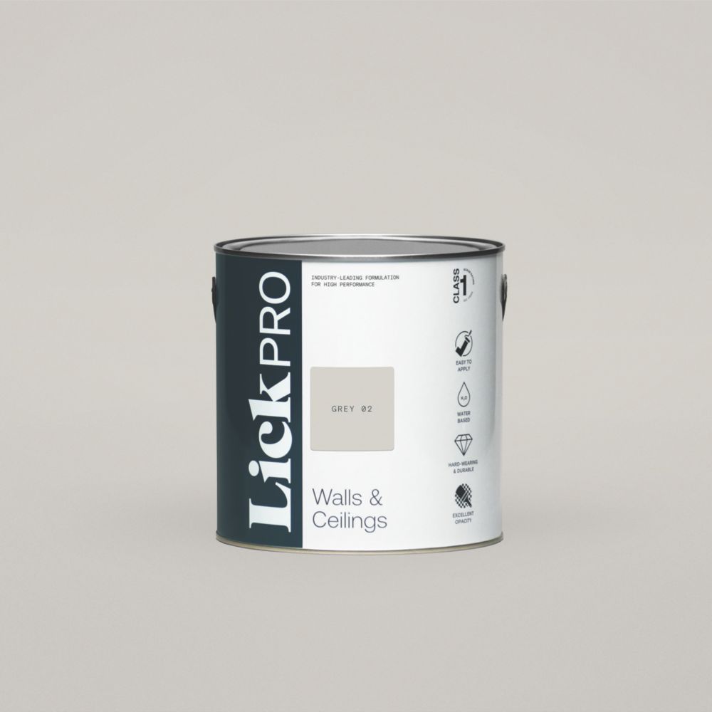 Image of LickPro Matt Grey 02 Emulsion Paint 2.5Ltr 