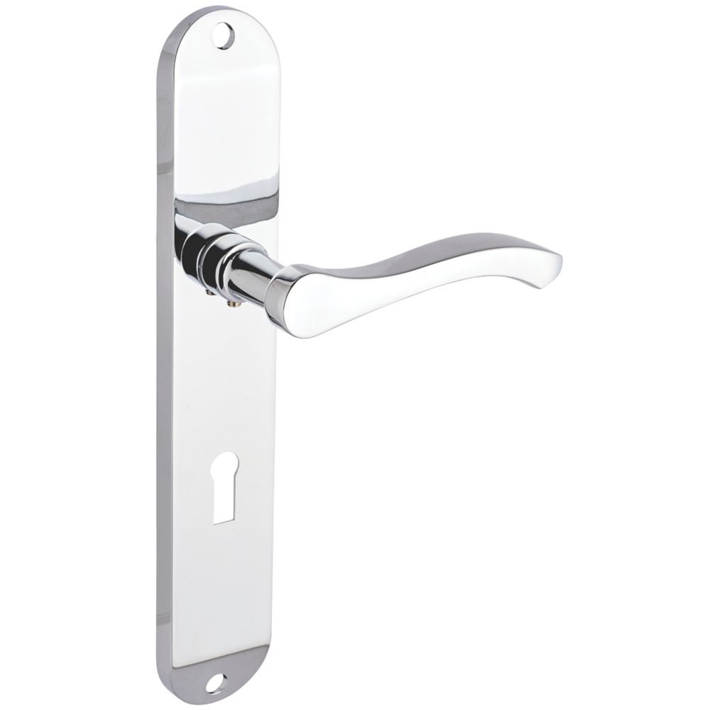 Image of Smith & Locke Bigbury Fire Rated Lever Lock Door Handles Pair Polished Chrome 