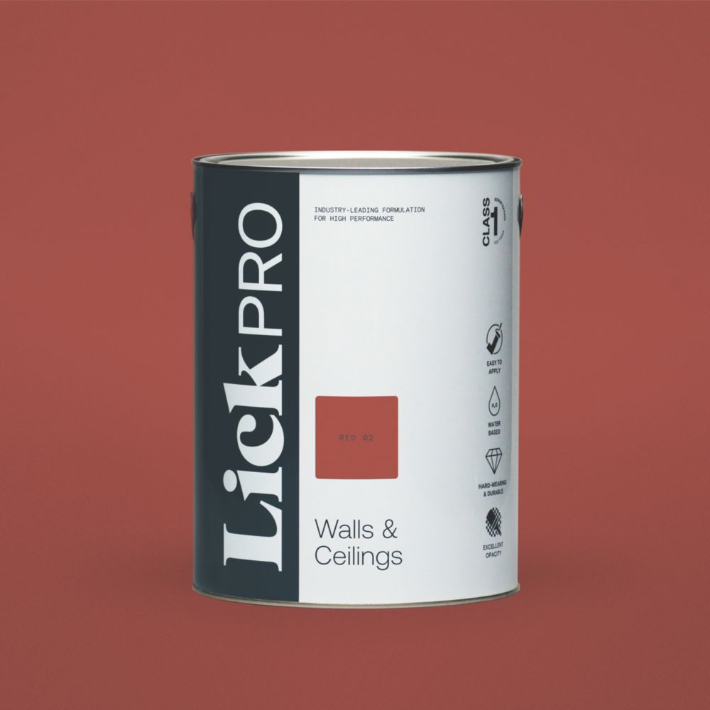 Image of LickPro Matt Red 02 Emulsion Paint 5Ltr 