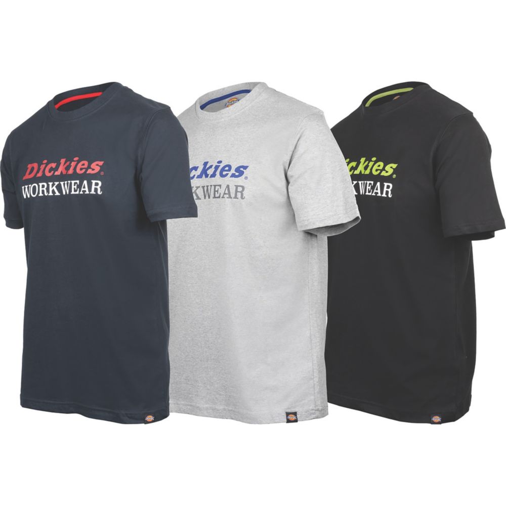 Image of Dickies Rutland Short Sleeve T-Shirt Set Assorted Colours X Large 43 3/4" Chest 3 Pieces 