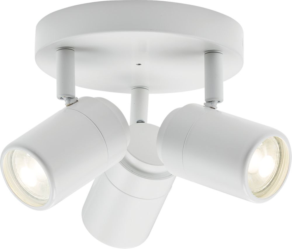 Image of Knightsbridge Round 3-Light Triple GU10 Ceiling Spotlight Matt White 