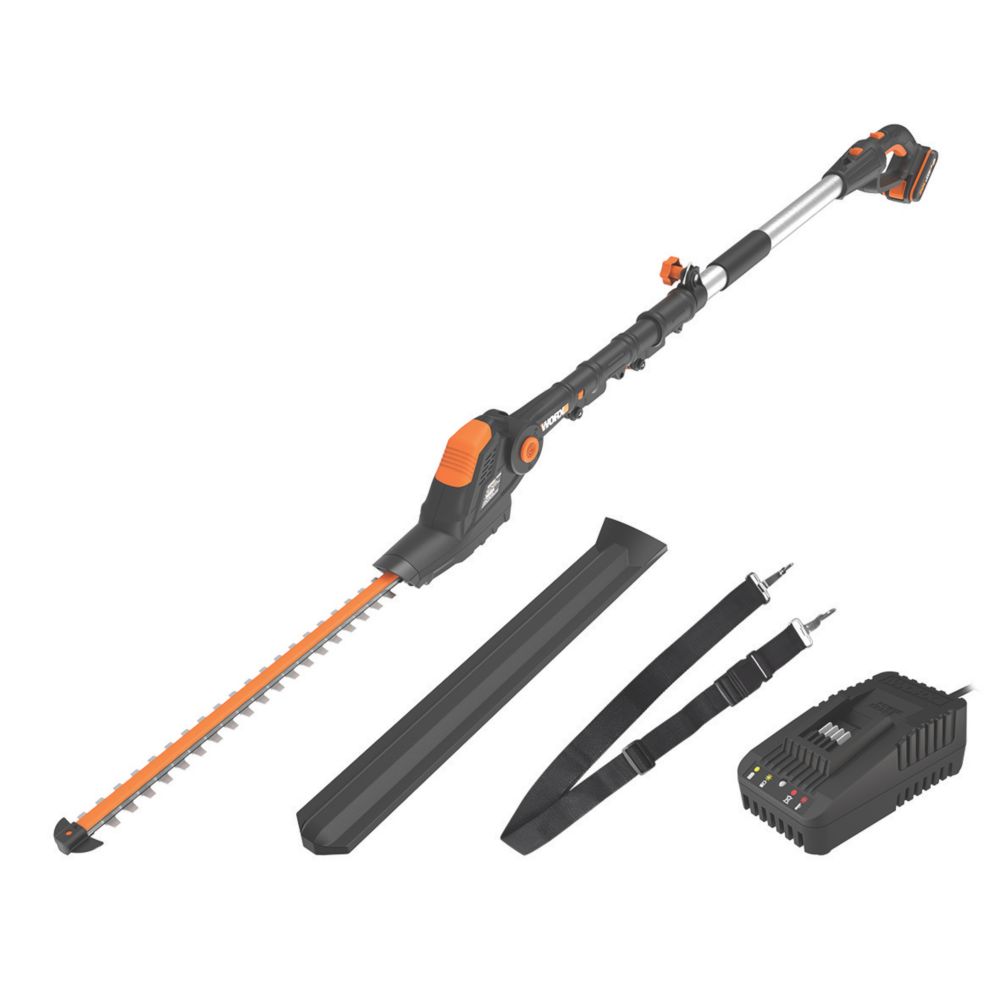 Image of Worx WG252E 45cm 20V 1 x 2.0Ah Lithium PowerShare Cordless Hedge Trimmer 