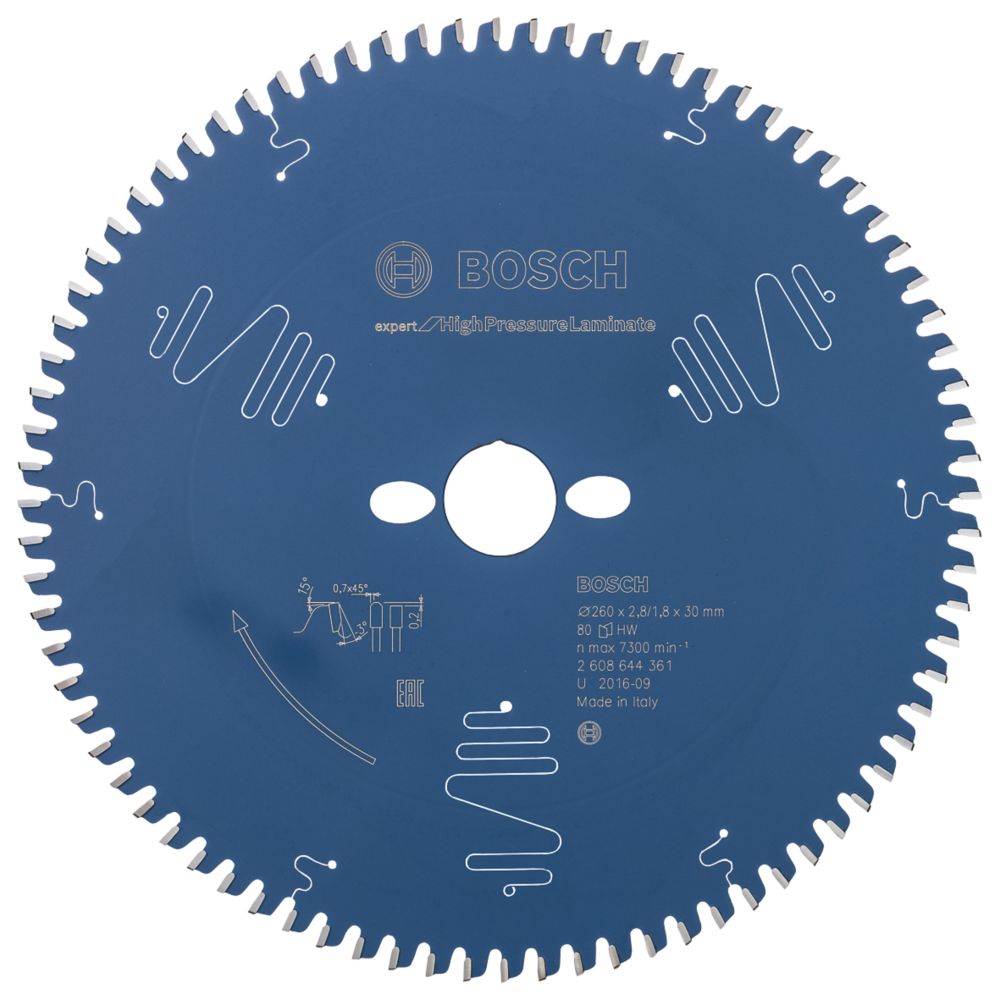 Image of Bosch Expert High Pressure Laminate Circular Saw Blade 260mm x 30mm 80T 