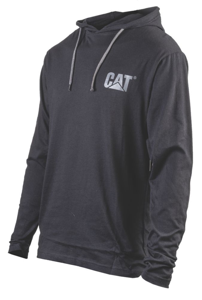 Image of CAT Hooded Long Sleeve Shirt Black Large 42-44" Chest 
