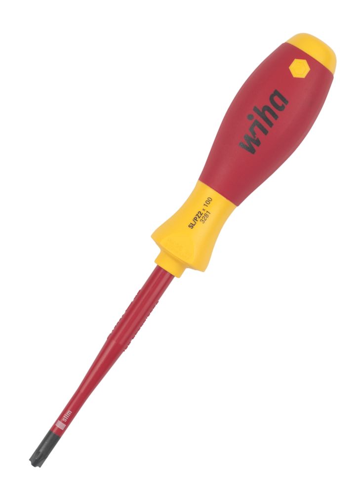 Image of Wiha SoftFinish VDE Slimfix Screwdriver Slotted / PZ SL/PZ2 x 100mm 