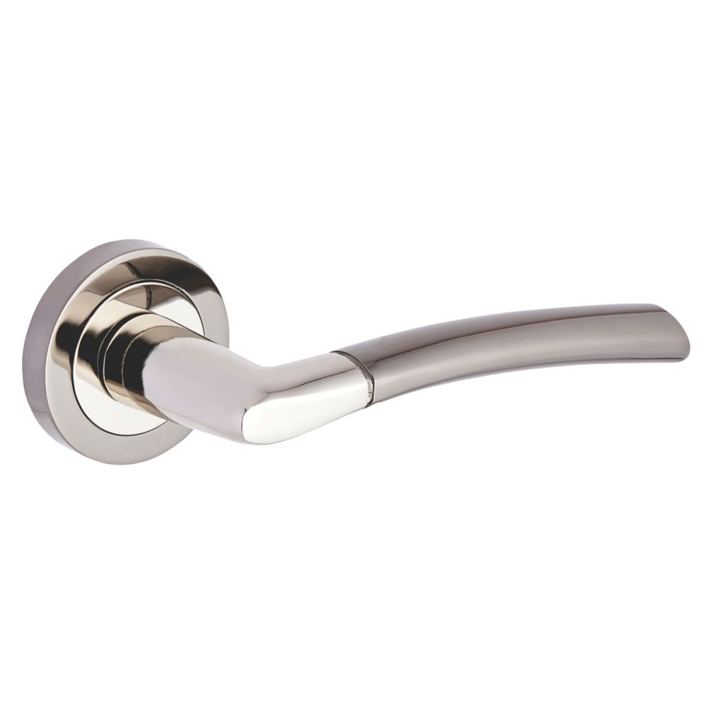 Image of Smith & Locke Scilly Fire Rated Lever on Rose Door Handles Pair Polished / Black Nickel 