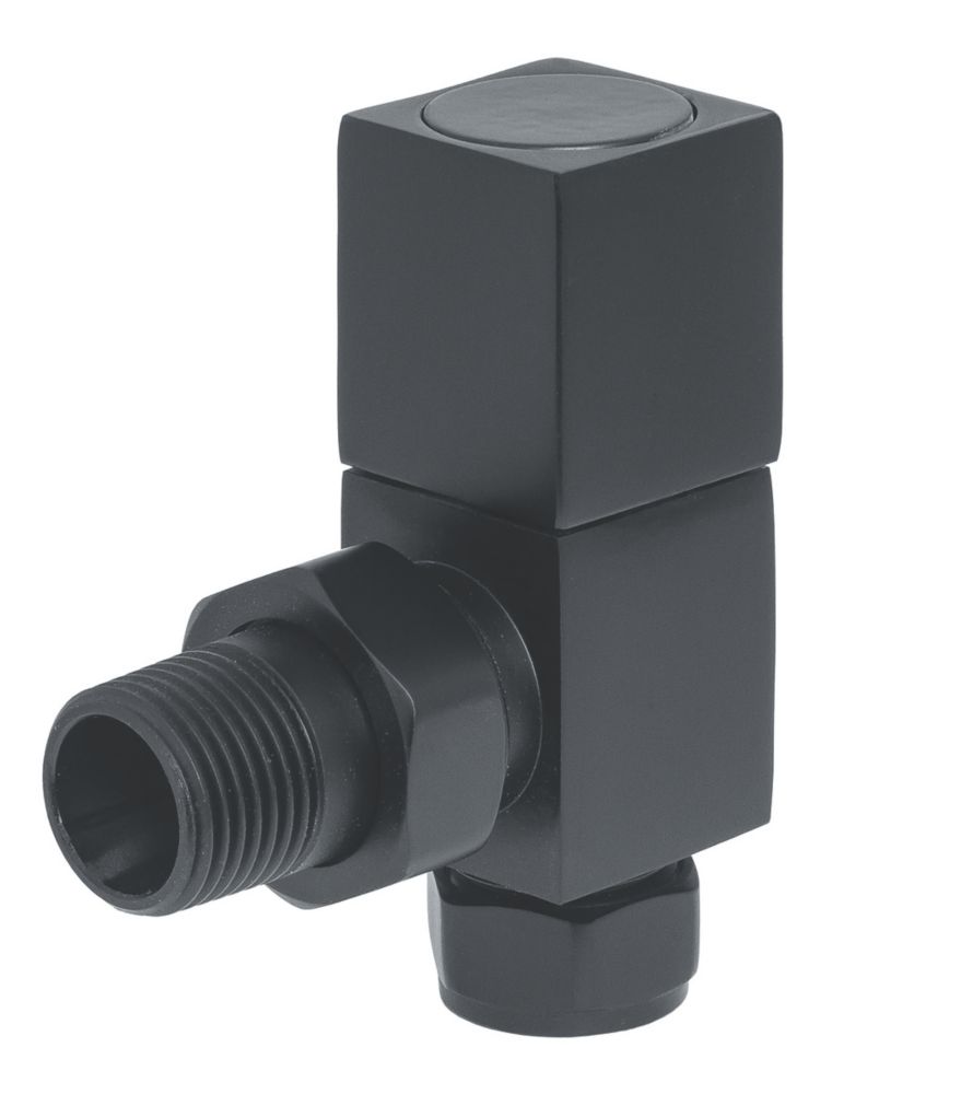 Image of Towelrads Anthracite Angled Manual Designer Radiator Valve 15mm x 1/2" 2 Pack 