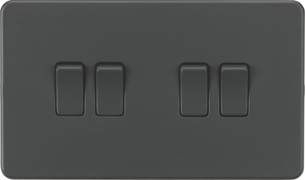 Image of Knightsbridge 10AX 4-Gang 2-Way Light Switch Anthracite 