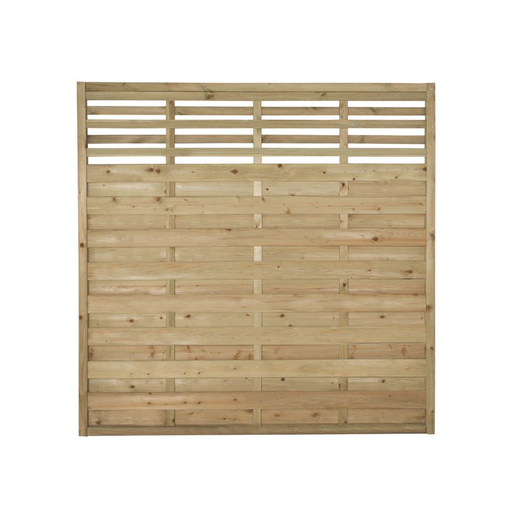 Image of Forest Kyoto Slatted Top Fence Panels Natural Timber 6' x 6' Pack of 8 