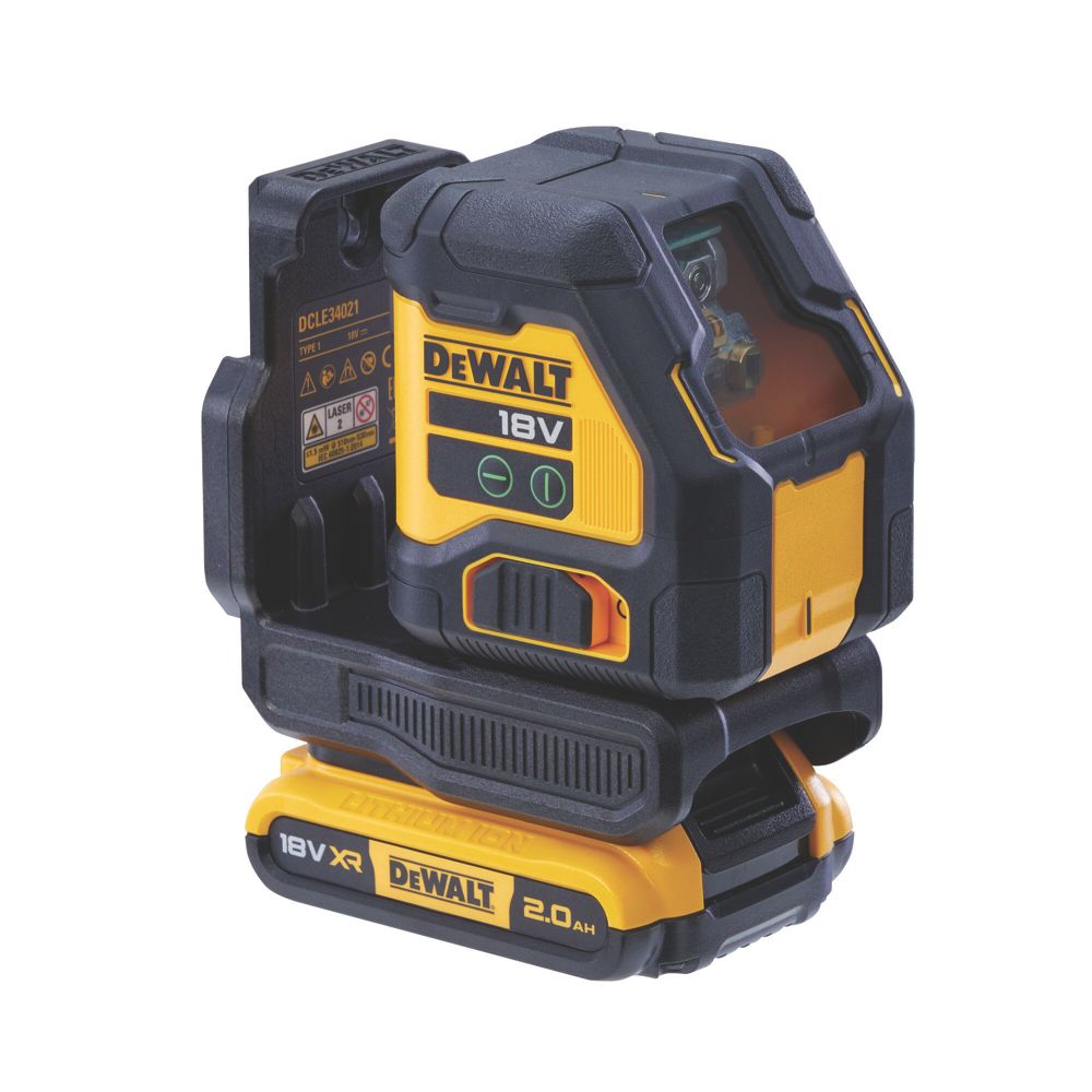 Image of DeWalt DCLE34021D1-GB 18V 1 x 2Ah Li-Ion XR Green Self-Levelling Cross-Line Laser Level 