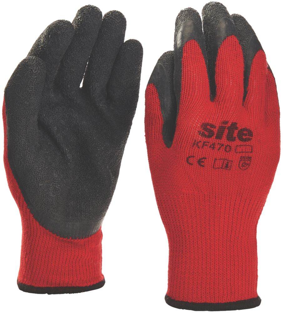 Image of Site 470 Latex Gripper Gloves Red / Black Large 