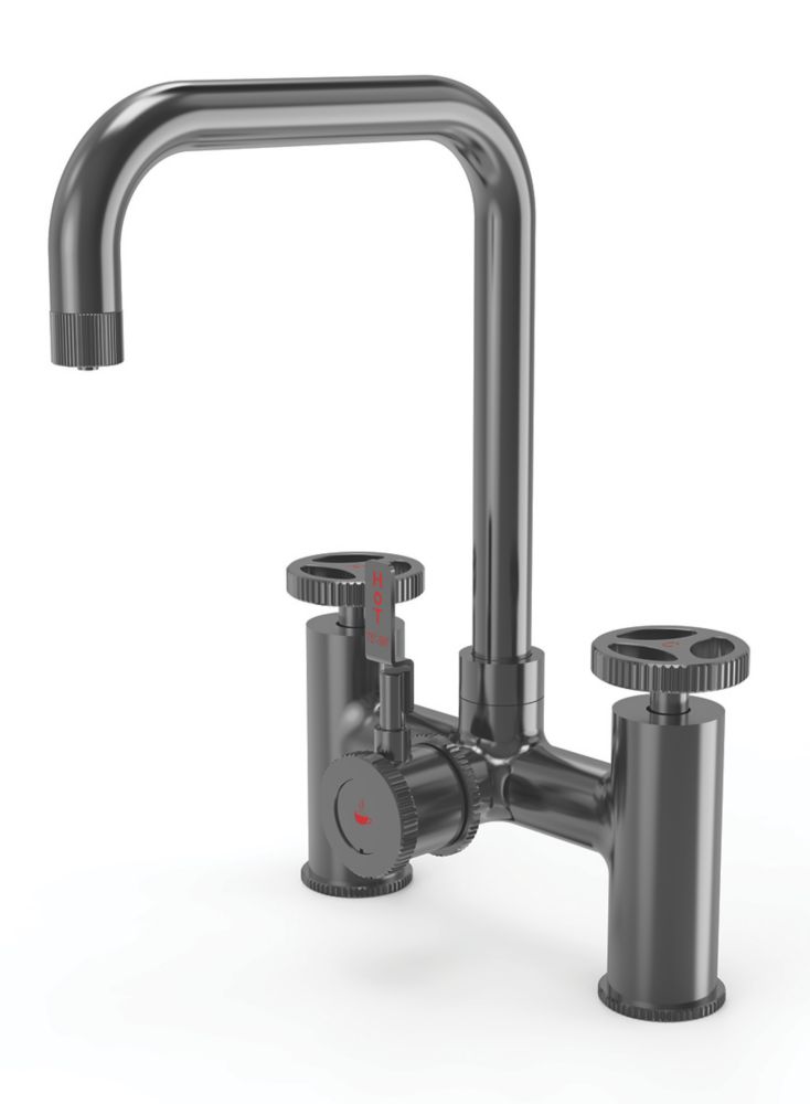 Image of ETAL Industrial Bridge 3-in-1 Hot Water Kitchen Tap Matt Black 