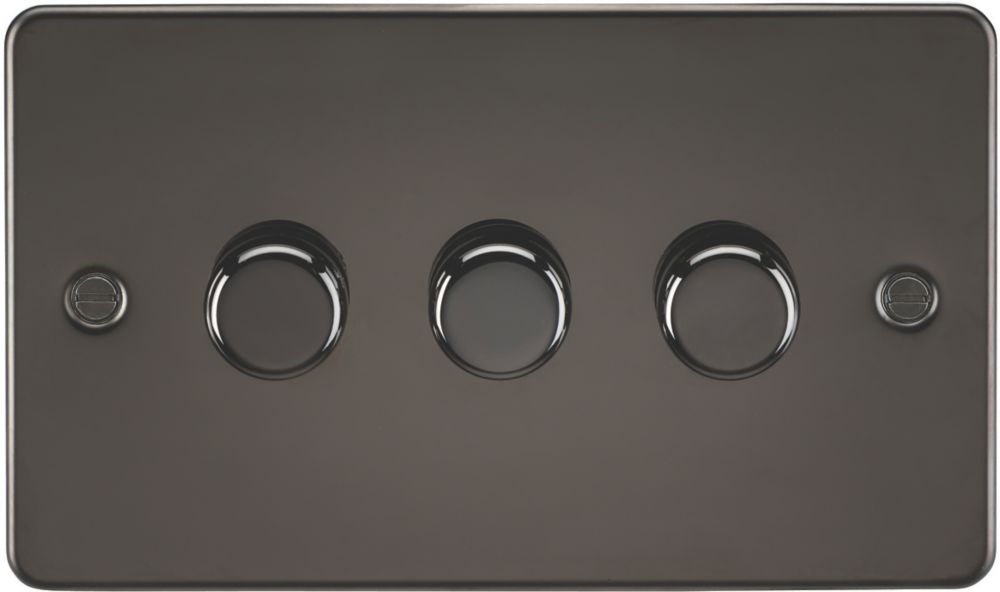 Image of Knightsbridge 3-Gang 2-Way LED Dimmer Switch Gunmetal 