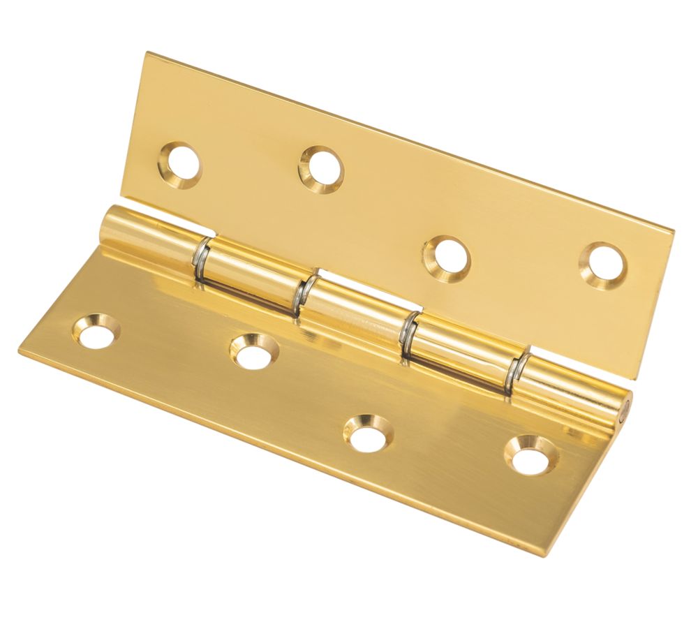 Image of Polished Brass Washered Hinge 102mm x 67mm 2 Pack 