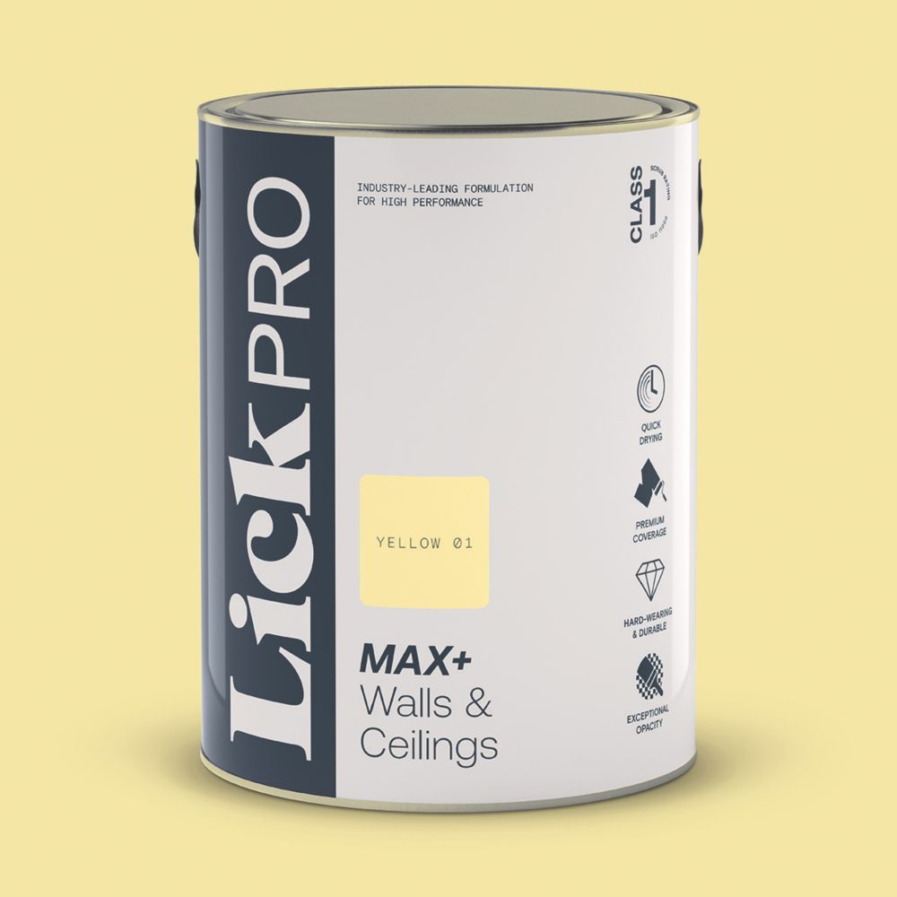 Image of LickPro Matt Yellow 01 Emulsion Paint 5Ltr 